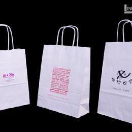 SHOPPING BAGS ECO CARTA KRAFT BIANCO MANICO RITORTO