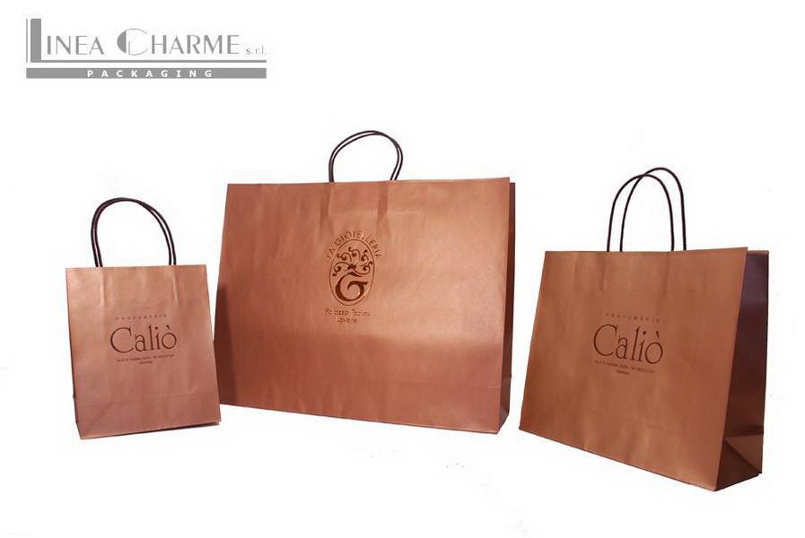 SHOPPING BAGS ECO CARTA KRAFT PESANTE METAL MANICO COTONE