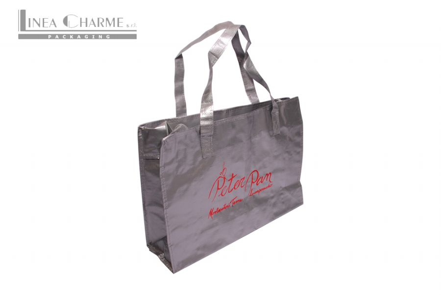 SHOPPING BAGS IN NYLON PLASTIFICATO CON CERNIERA