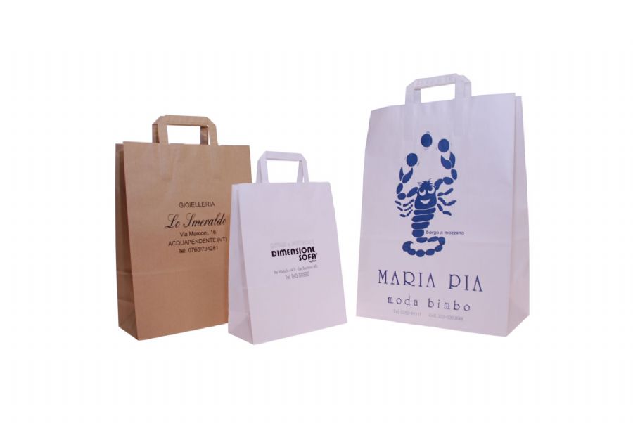 SHOPPING BAGS ECO CARTA KRAFT MANICO PIATTO