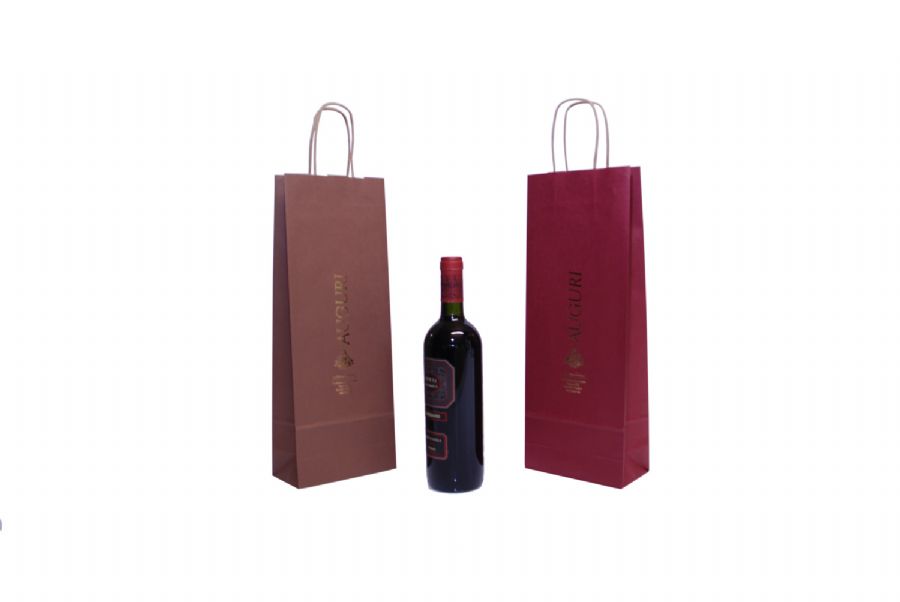 SHOPPING BAGS CARTA KRAFT PER BOTTIGLIE VINO